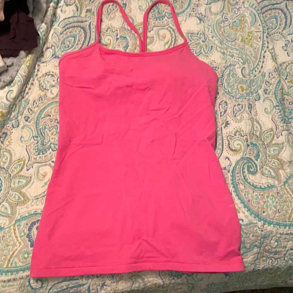pink racer back lulu workout top